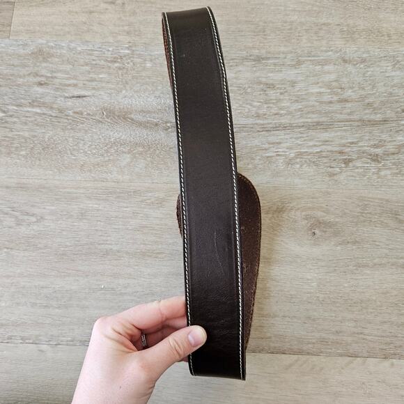 Vintage Circa Brown Leather Belt sz Large Waist Belt Casual Work Business Boho - Picture 5 of 5